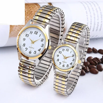 Man Women Couple Wrist Watches Stainless Steel Band Alloy