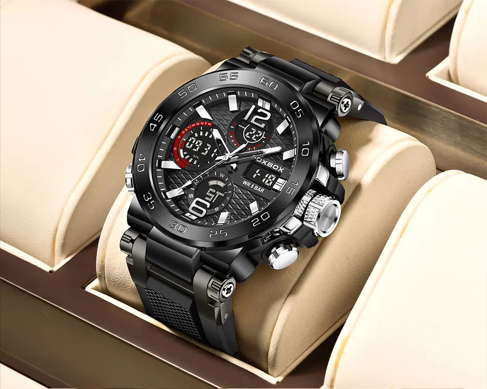 LIGE New Watches For Men 50M Waterproof Clock Alarm