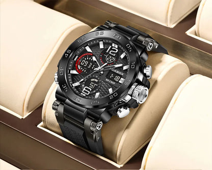 LIGE New Watches For Men 50M Waterproof Clock Alarm