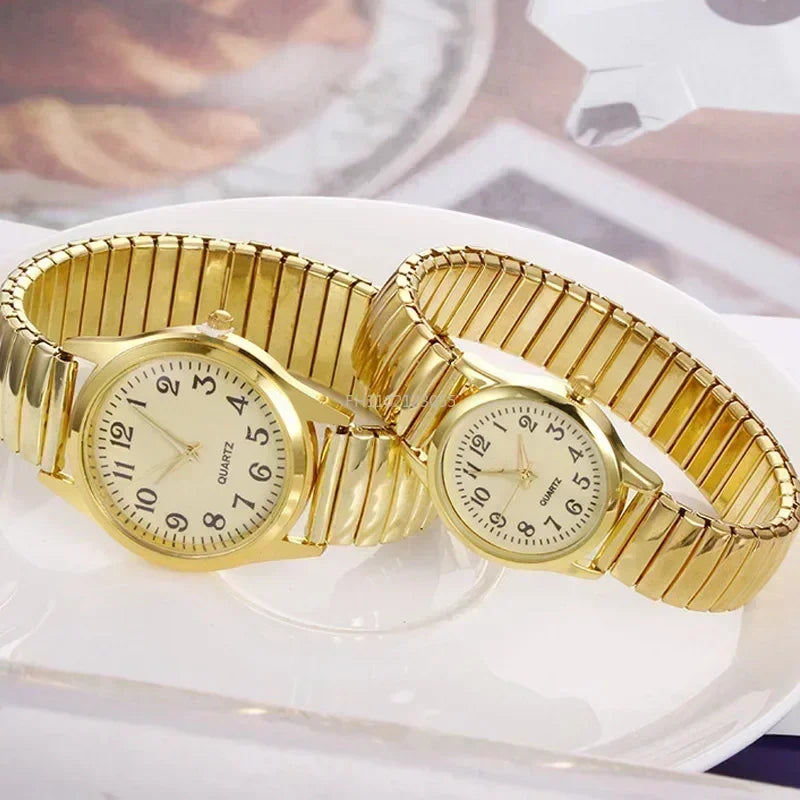 Man Women Couple Wrist Watches Stainless Steel Band Alloy