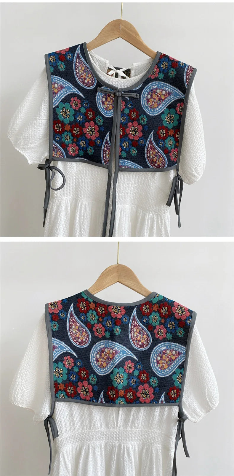 Vests Women Embroidery Lace-up Chic Vintage