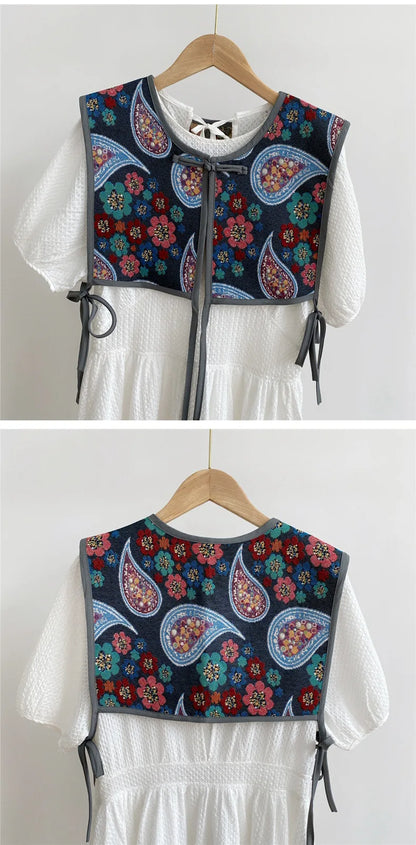Vests Women Embroidery Lace-up Chic Vintage