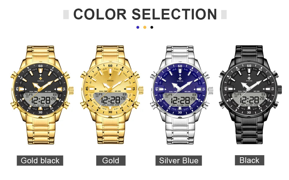 WWOOR New Luxury Digital Watch For Men Sports Big Watches