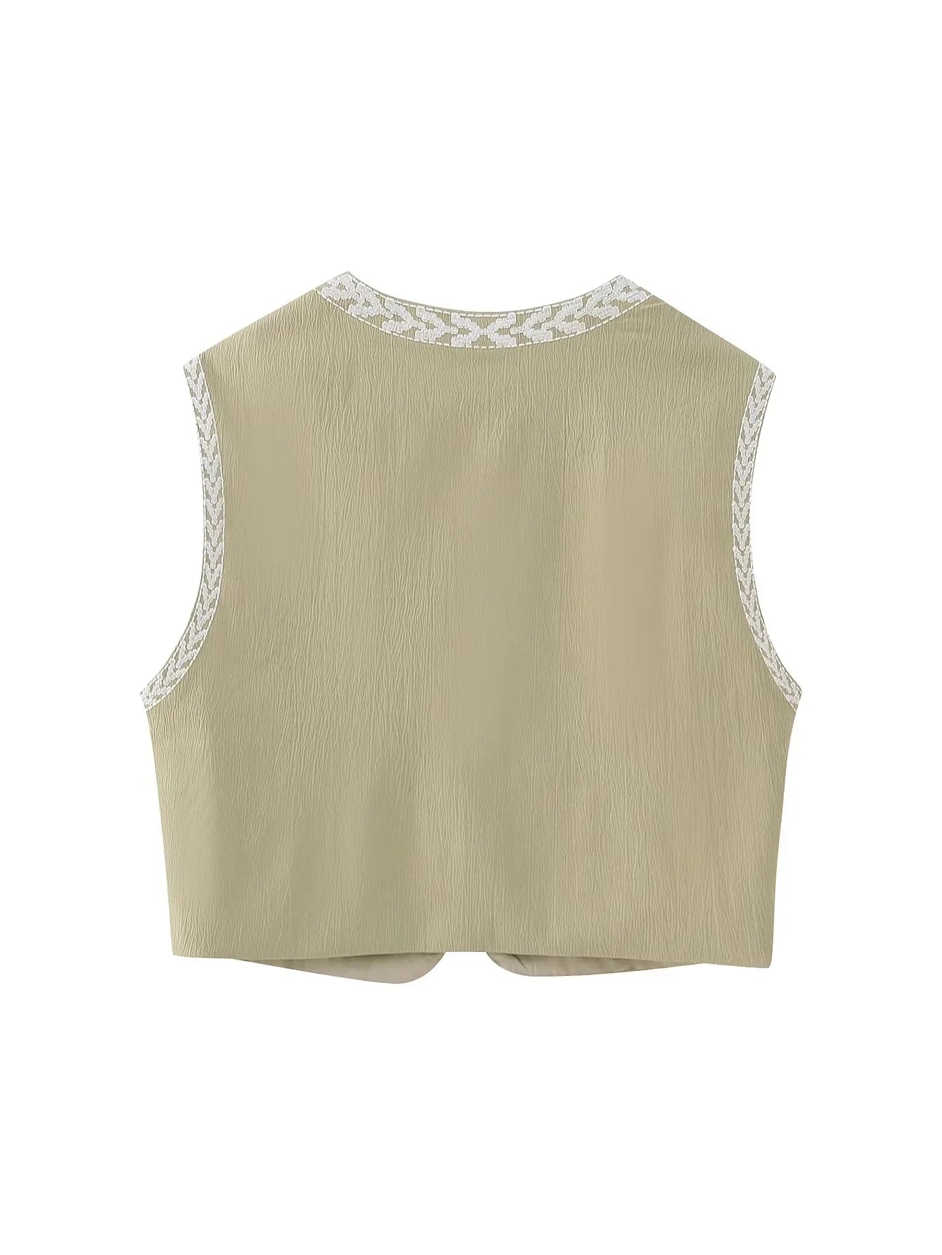 2025 Women Fashion Floral Embroidery Vest Vintage Sleeveless