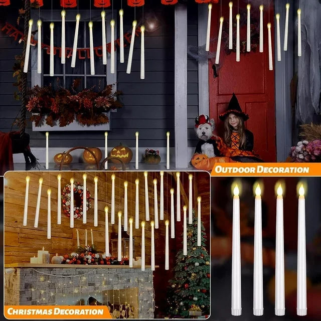 12/10 PCS LED Floating Candles with Magic Wand Flameless