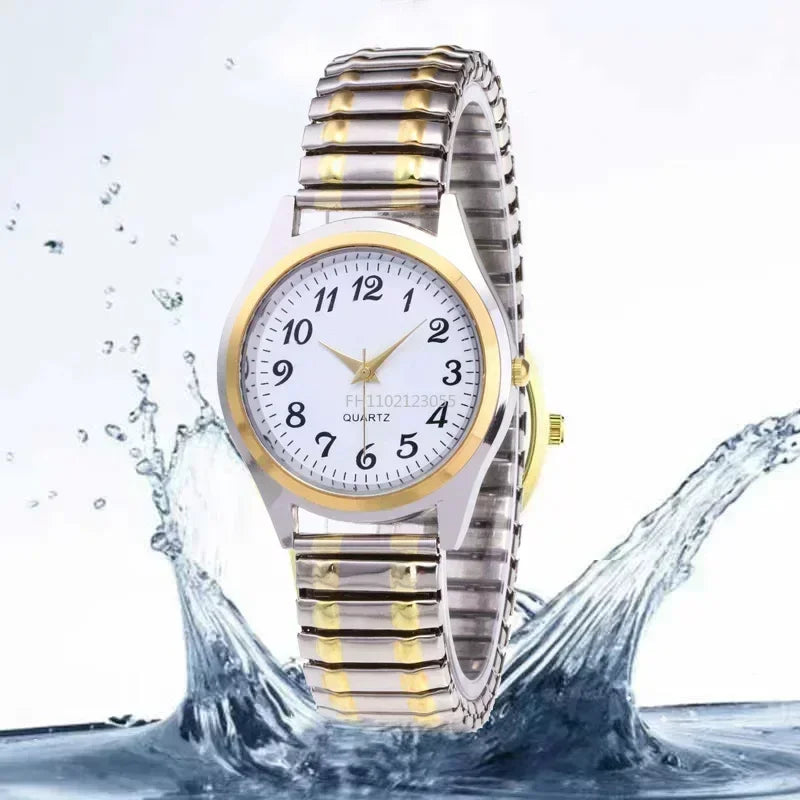 Man Women Couple Wrist Watches Stainless Steel Band Alloy