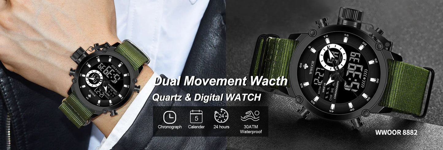 WWOOR New Luxury Digital Watch For Men Sports Big Watches