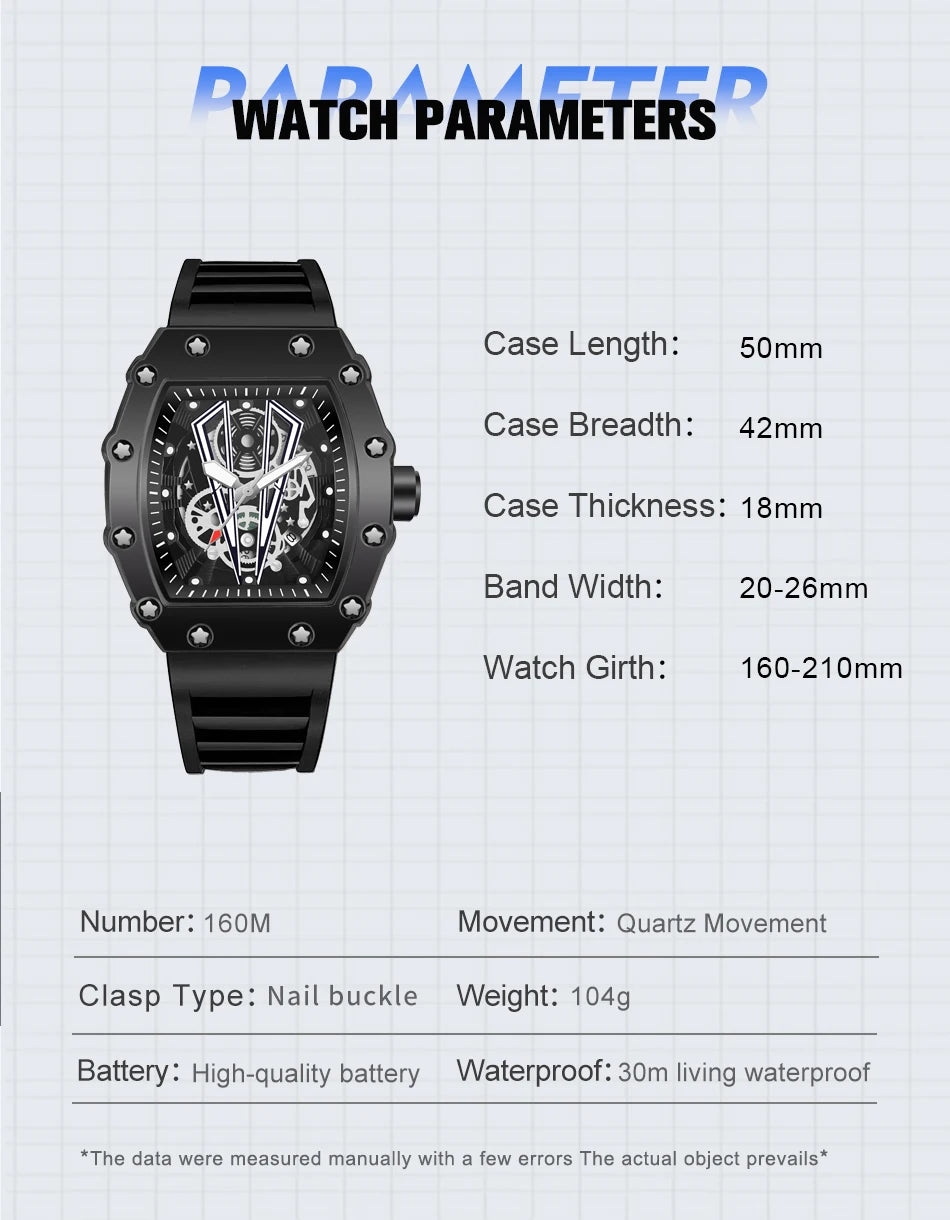WWOOR Luxury Watch For Men Large Dial Multifunction Sports