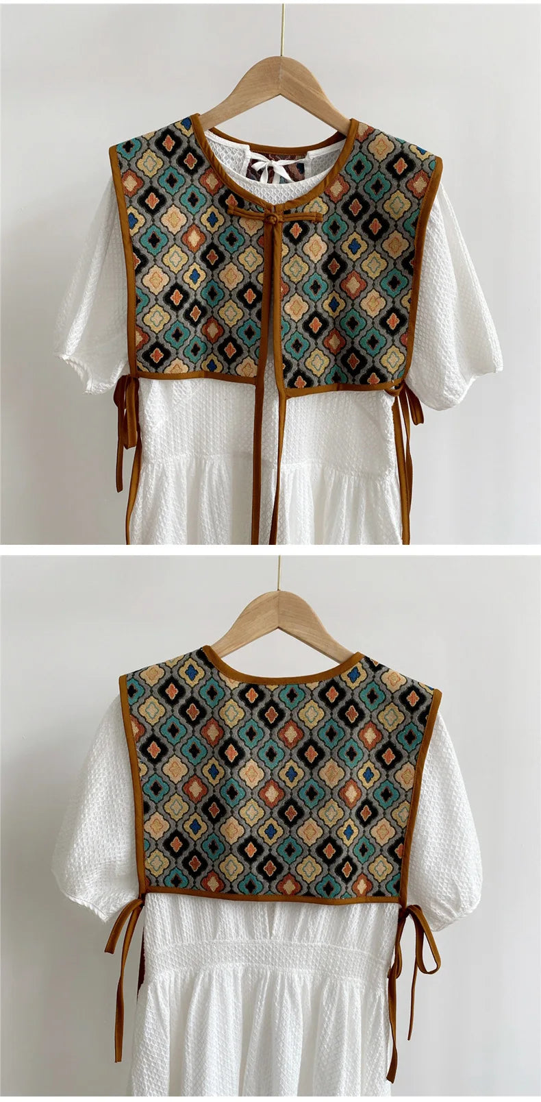 Vests Women Embroidery Lace-up Chic Vintage