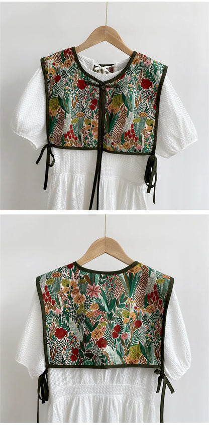 Vests Women Embroidery Lace-up Chic Vintage