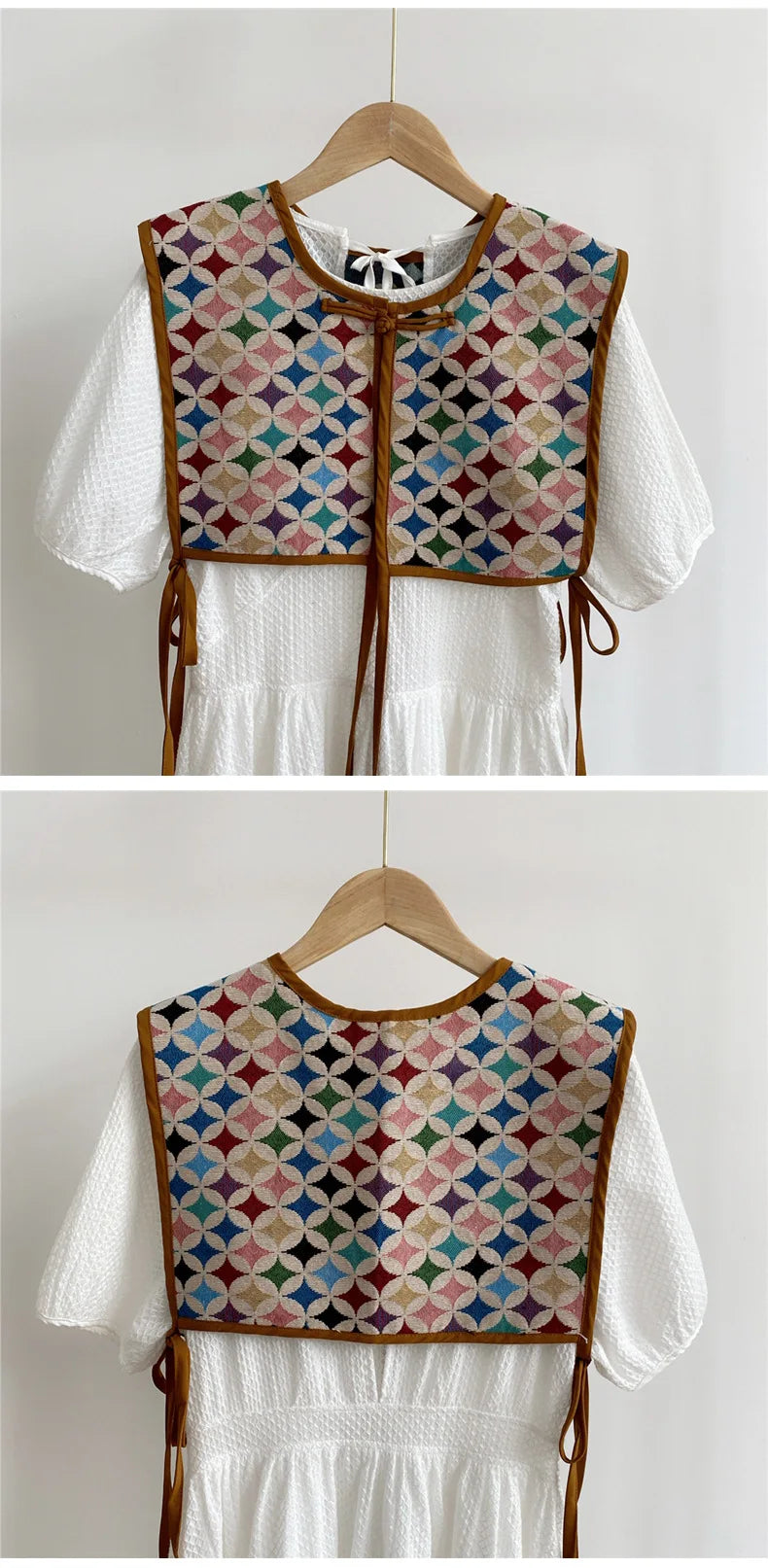 Vests Women Embroidery Lace-up Chic Vintage