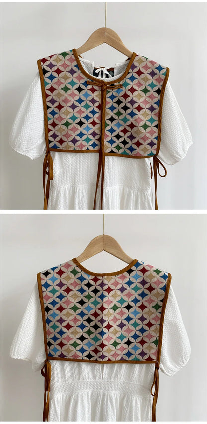 Vests Women Embroidery Lace-up Chic Vintage