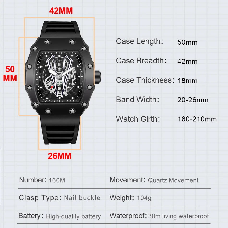 WWOOR Luxury Watch For Men Large Dial Multifunction Sports