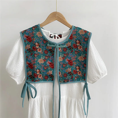 Vests Women Embroidery Lace-up Chic Vintage