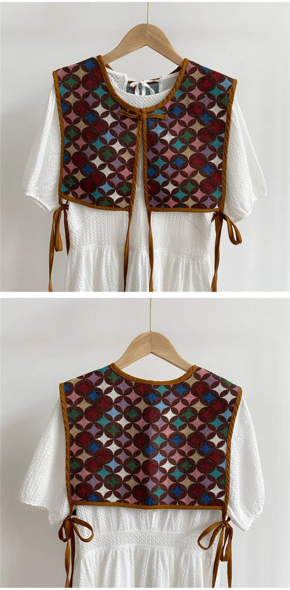 Vests Women Embroidery Lace-up Chic Vintage