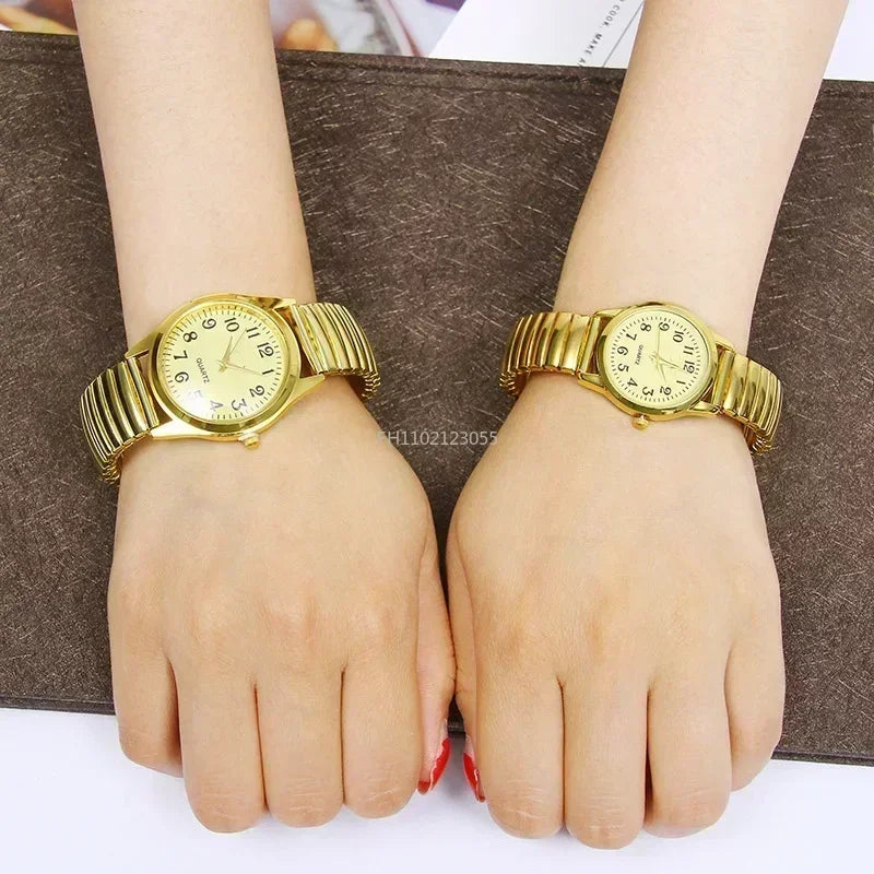 Man Women Couple Wrist Watches Stainless Steel Band Alloy