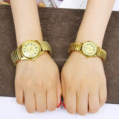 Man Women Couple Wrist Watches Stainless Steel Band Alloy
