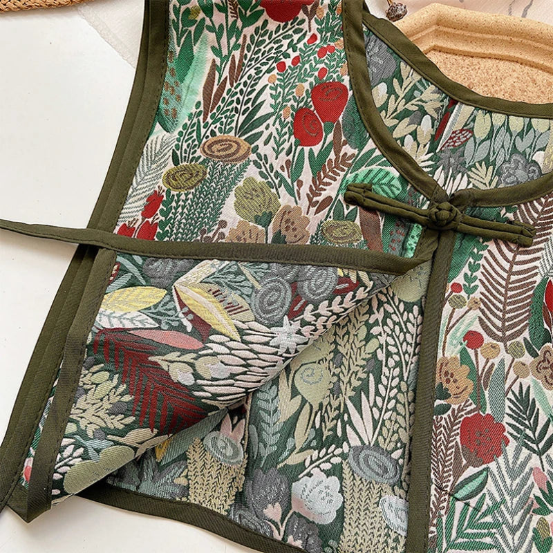 Vests Women Embroidery Lace-up Chic Vintage