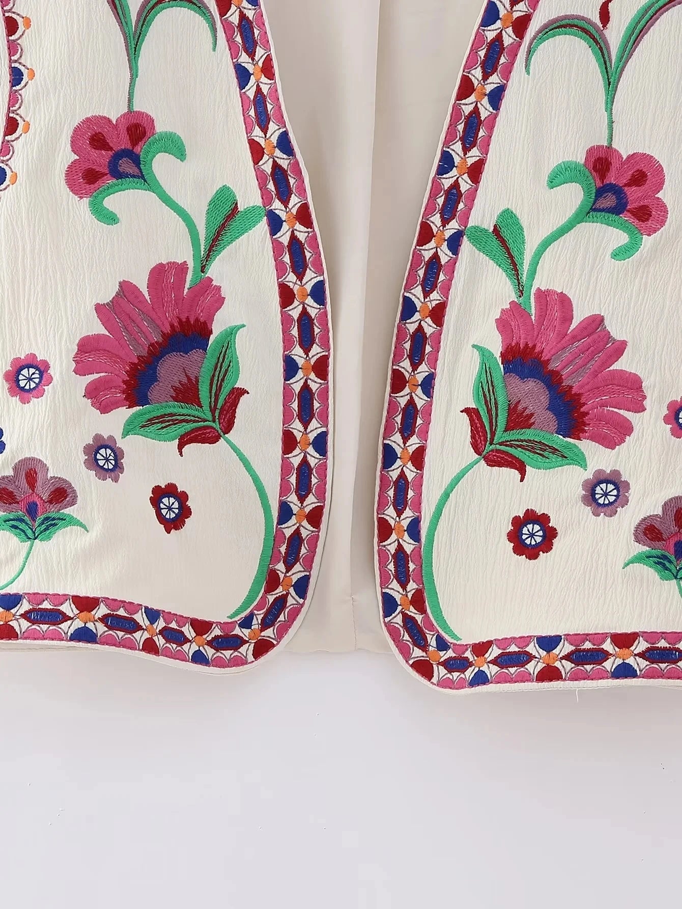 2025 Women Fashion Floral Embroidery Vest Vintage Sleeveless