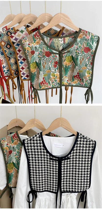 Vests Women Embroidery Lace-up Chic Vintage